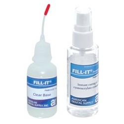 FILL IT KIT CYANOACRYLATE KIT, CLEAR,  (1/2 OZ. BASE, 2 OZ ACT., 1 OZ. SOLVENT)