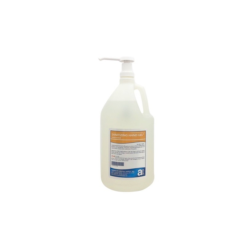 :: AMERICAN DENTAL SUPPLY, INC. -  SANITIZING HAND GEL®, CLEAR, UNSCENTED, 128 OZ. PUMP BOTTLE  ::