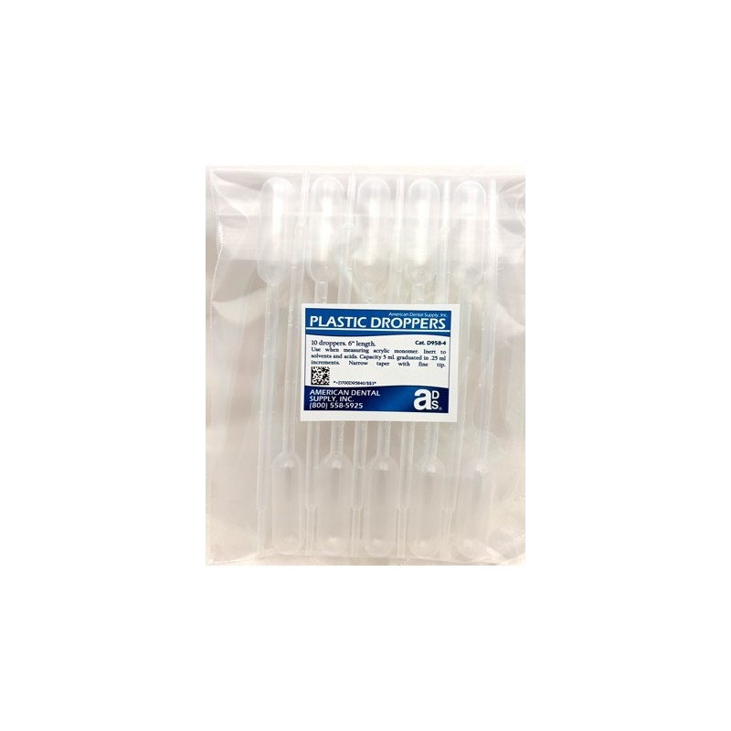 DROPPERS PLASTIC -  6”, GRADUATED, PKG OF 10 EACH