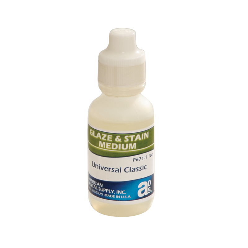 :: AMERICAN DENTAL SUPPLY, INC. -  GLAZE & STAIN (GLAZE AND STAIN) MEDIUM,  1 OZ. DROPPER BOTTLE  ::