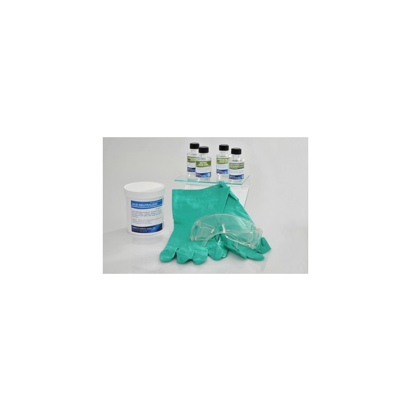 HYDROCHLORIC ACID CONCENTRATE SAFETY KIT (Acid Neutralizer, 6-1 oz. bottles, gloves, reusable glasses)