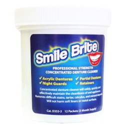 SMILE BRITE DENTURE CLEANER, KIT OF 12 PACKAGES (3 MONTH SUPPLY)