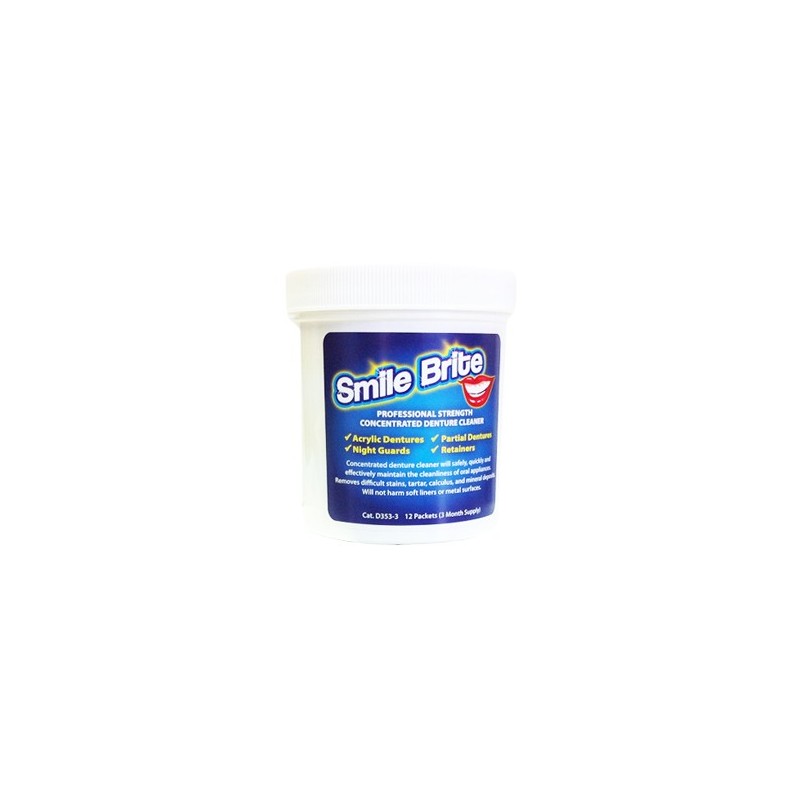 SMILE BRITE DENTURE CLEANER, KIT OF 12 PACKAGES (3 MONTH SUPPLY)