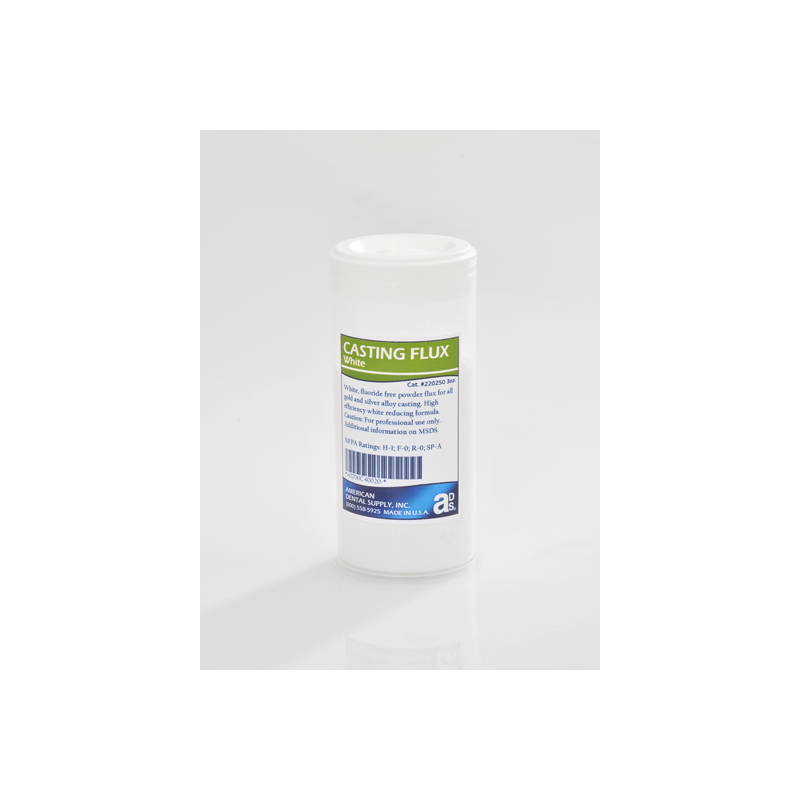 :: AMERICAN DENTAL SUPPLY, INC. - FLUX CASTING w/ FLUORIDE, WHITE POWDER, 4 OZ.   ::