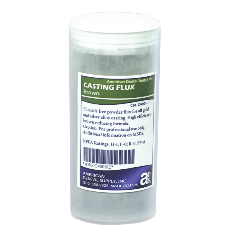 :: AMERICAN DENTAL SUPPLY, INC. - FLUX WITH DEOXIDIZER, BROWN POWDER, 4 OZ.   ::