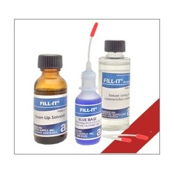FILL IT KIT CYANOACRYLATE, BLUE, (1/2 OZ. BASE, 2 OZ ACT., 1 OZ. SOLVENT)