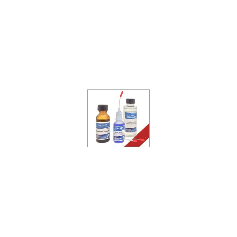 FILL IT KIT CYANOACRYLATE, BLUE, (1/2 OZ. BASE, 2 OZ ACT., 1 OZ. SOLVENT)