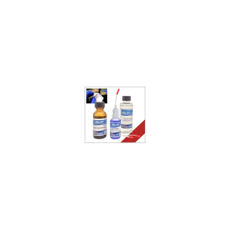 FILL IT KIT CYANOACRYLATE, BLUE, (6-1/2 OZ. BASE, 2-2 OZ. ACT., 1 OZ. SOLVENT)